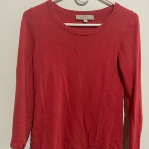 LOFT Womens Red Crewneck Knit Top
